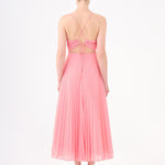 Pleated Strappy Midi Evening Dress - 9181C
