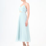 Pleated Strappy Midi Evening Dress - 9181C
