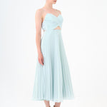 Pleated Strappy Midi Evening Dress - 9181C