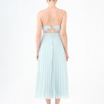 Pleated Strappy Midi Evening Dress - 9181C