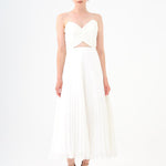 Pleated Strappy Midi Evening Dress - 9181C