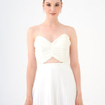 Pleated Strappy Midi Evening Dress - 9181C