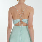 Pleated Strappy Midi Evening Dress - 9181C