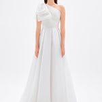 One Shoulder Bow Detail Long Evening Dress - 9062C