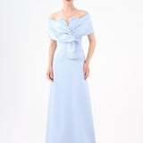 Shawl Strapless Collar Satin Long Evening Dress - 9056C