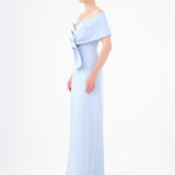 Shawl Strapless Collar Satin Long Evening Dress - 9056C