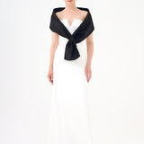 Shawl Strapless Collar Satin Long Evening Dress - 9056C