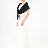 Shawl Strapless Collar Satin Long Evening Dress - 9056C