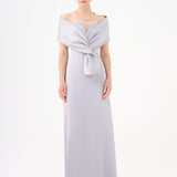 Shawl Strapless Collar Satin Long Evening Dress - 9056C