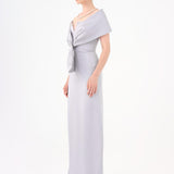 Shawl Strapless Collar Satin Long Evening Dress - 9056C