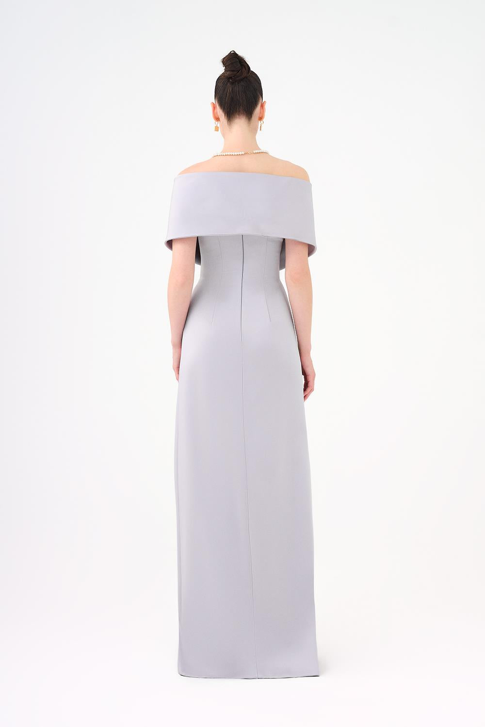 Shawl Strapless Collar Satin Long Evening Dress - 9056C