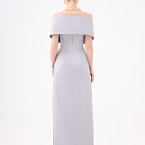 Shawl Strapless Collar Satin Long Evening Dress - 9056C