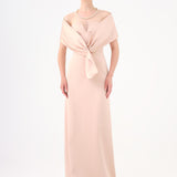 Shawl Strapless Collar Satin Long Evening Dress - 9056C