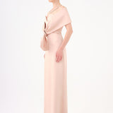 Shawl Strapless Collar Satin Long Evening Dress - 9056C