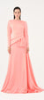 Saten Prenses Kesim Uzun Abiye Elbise - 9068C - PEMBE