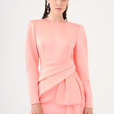 Saten Prenses Kesim Uzun Abiye Elbise - 9068C - PEMBE