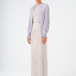 Chiffon Sleeves Belted Long Evening Dress with Stones - 9065C