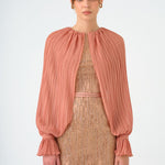 Chiffon Sleeves Belted Long Evening Dress with Stones - 9065C