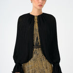 Chiffon Sleeves Belted Long Evening Dress with Stones - 9065C