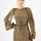 Stone Embroidered Long Evening Dress with Slit Detail - 9026C
