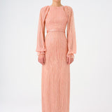 Stone Embroidered Long Evening Dress with Slit Detail - 9026C