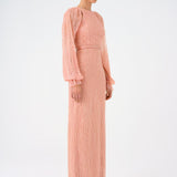 Stone Embroidered Long Evening Dress with Slit Detail - 9026C