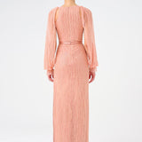 Stone Embroidered Long Evening Dress with Slit Detail - 9026C
