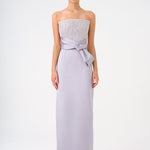 Strapless Collar Straight Cut Satin Evening Dress - 9171C