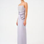 Strapless Collar Straight Cut Satin Evening Dress - 9171C