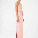 Strapless Collar Straight Cut Satin Evening Dress - 9171C