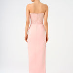 Strapless Collar Straight Cut Satin Evening Dress - 9171C