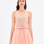 فستان سهرة طويل بياقة بدون أكمام ومطوي - 9198C