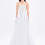 فستان سهرة طويل بياقة بدون أكمام ومطوي - 9198C