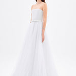 فستان سهرة طويل بياقة بدون أكمام ومطوي - 9198C