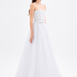 فستان سهرة طويل بياقة بدون أكمام ومطوي - 9198C