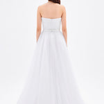 فستان سهرة طويل بياقة بدون أكمام ومطوي - 9198C