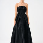 Straplez Yaka Prenses Kesim Uzun Abiye Elbise - 9050C - SİYAH