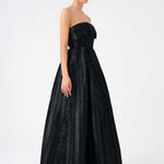 Straplez Yaka Prenses Kesim Uzun Abiye Elbise - 9050C - SİYAH