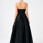 Straplez Yaka Prenses Kesim Uzun Abiye Elbise - 9050C - SİYAH