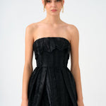 Straplez Yaka Prenses Kesim Uzun Abiye Elbise - 9050C - SİYAH