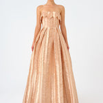 Straplez Yaka Prenses Kesim Uzun Abiye Elbise - 9050C - Şampanya