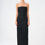 Strapless Collar Stone Long Evening Dress - 9149C