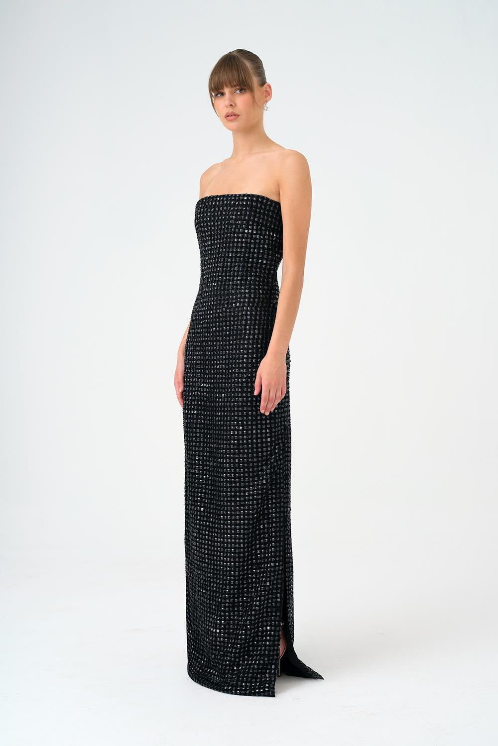 Strapless Collar Stone Long Evening Dress - 9149C