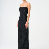 Strapless Collar Stone Long Evening Dress - 9149C