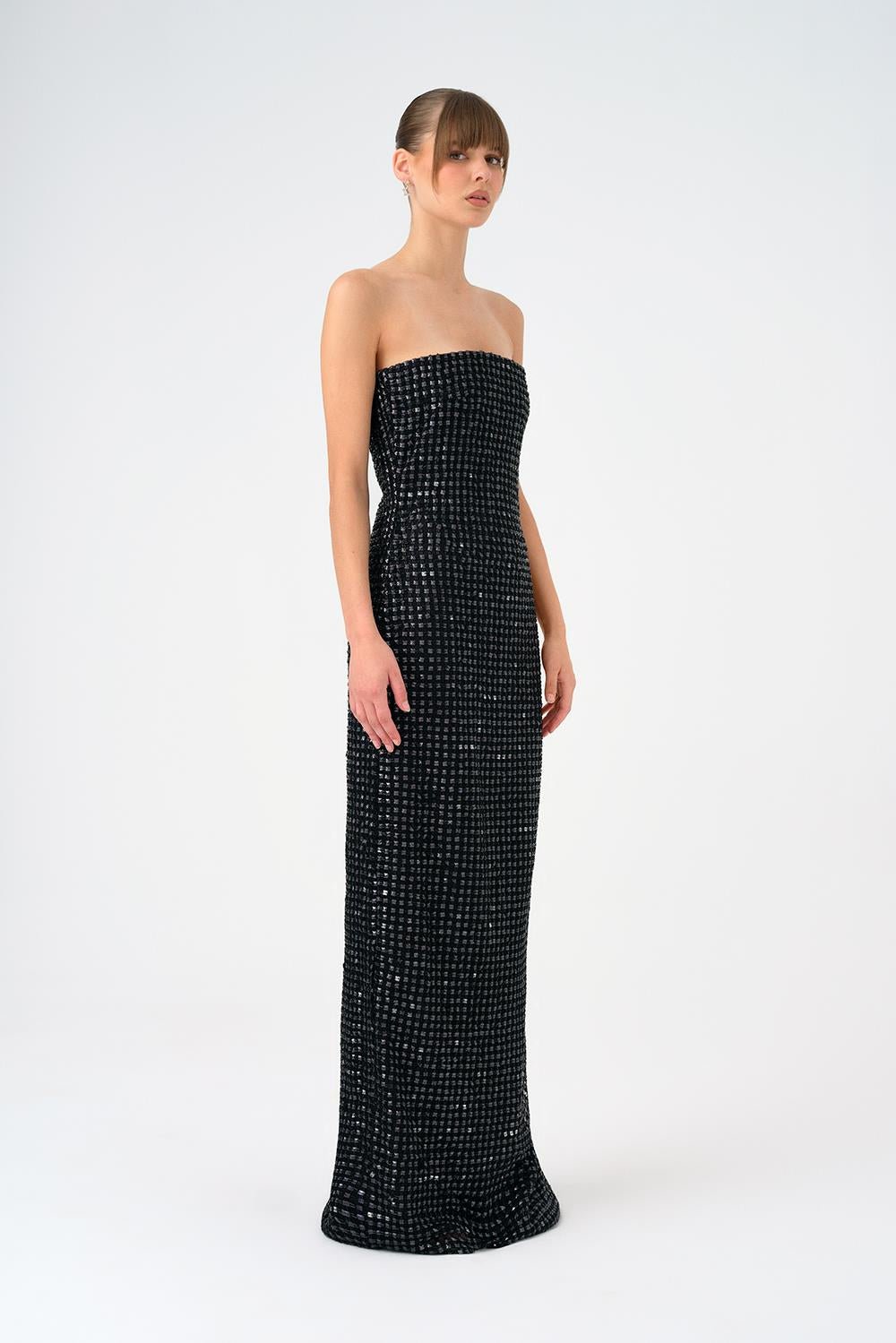 Strapless Collar Stone Long Evening Dress - 9149C