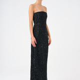 Strapless Collar Stone Long Evening Dress - 9149C