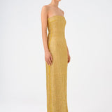 Strapless Collar Stone Long Evening Dress - 9149C