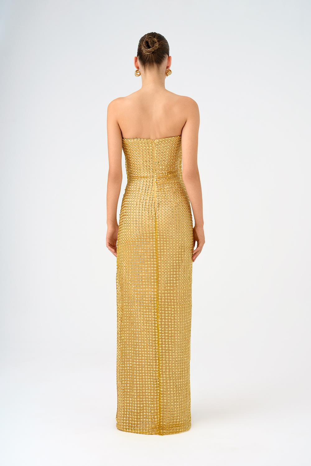 Strapless Collar Stone Long Evening Dress - 9149C