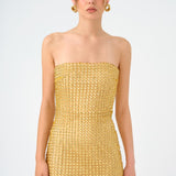 Strapless Collar Stone Long Evening Dress - 9149C