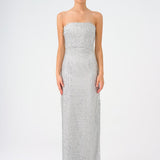 Strapless Collar Stone Long Evening Dress - 9149C